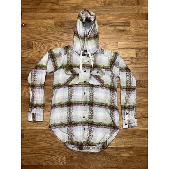 Kavu Plaid Hooded Shacket Jacket Women’s Small 100% Cotton Multicolor - Picture 1 of 7